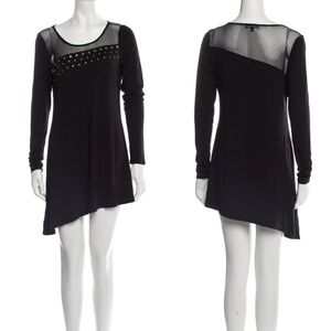 Vivienne by Vivienne Tam‎ Y2K Black Mesh & Knit Long Sleeve Mini Dress